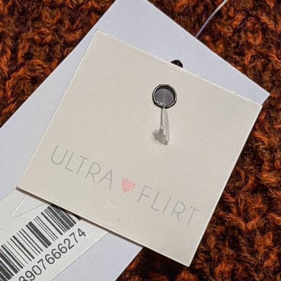 Ultra Flirt Distressed Balloon Sleeve Sweater Brown Cozy Fall Casual Style L - Picture 12 of 13